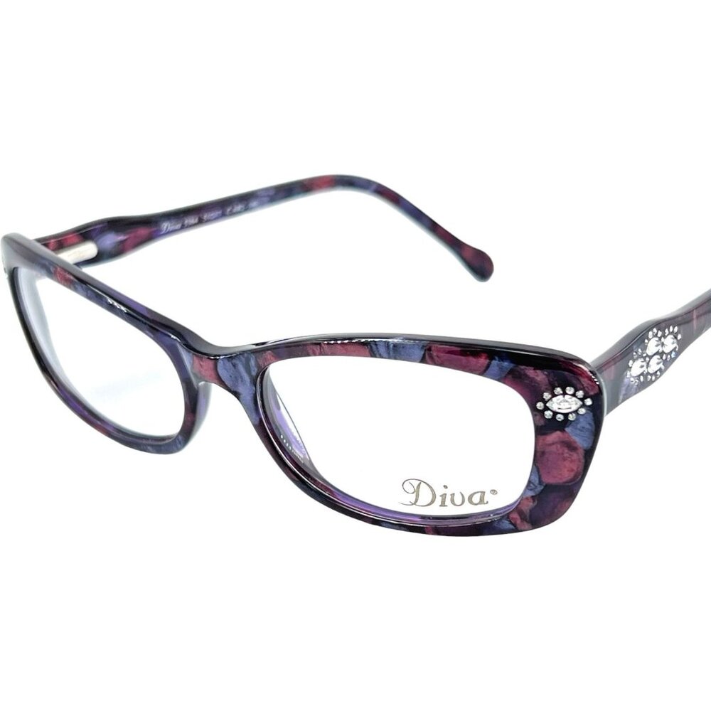 Diva 5364 Women's Eyeglass Frame Burgundy Violet Mottled
